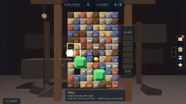 Mining: a grid of rock to rotate and drop free for ore