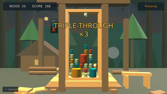 Lumberjacking: stacking the grove's timber into the frame without waste